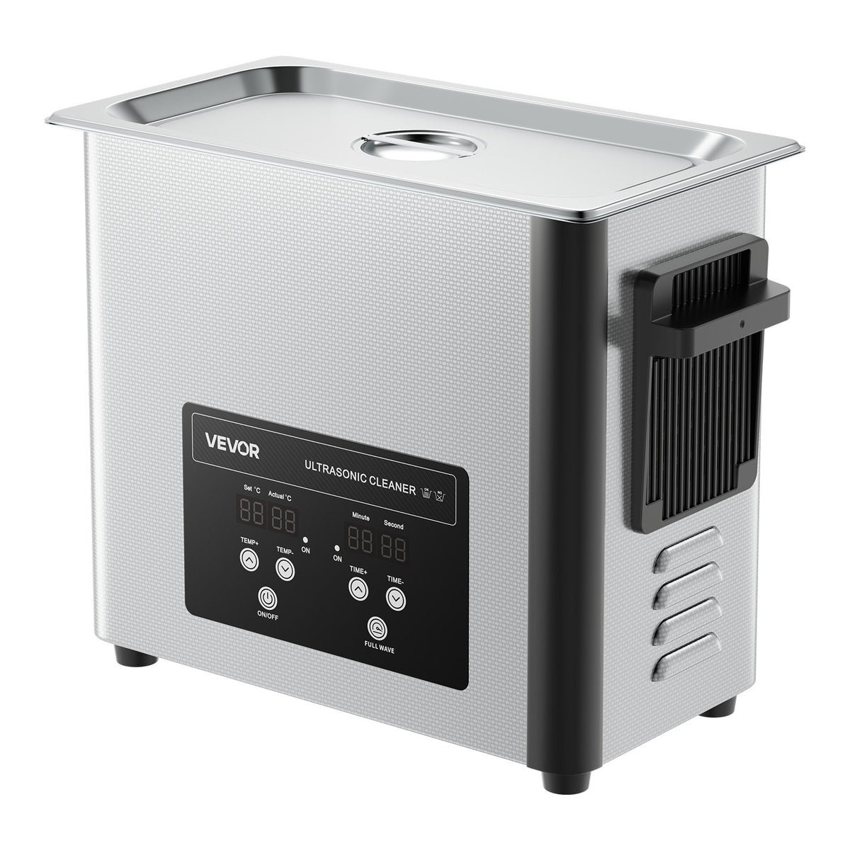 VEVOR 6L ultrasonic cleaner unit with its lid and control panel