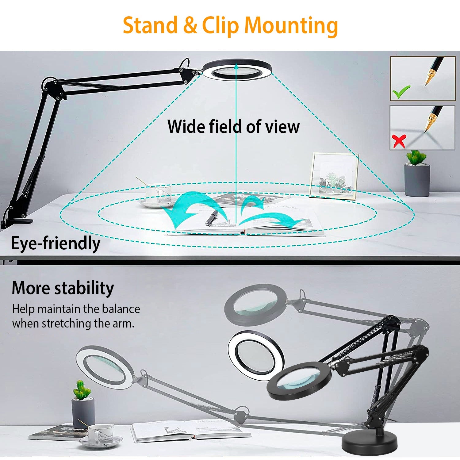 BenchSight 8 — LED Desk Magnifier
