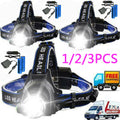 CampBeam 3 headlamp with labeled parts: soft straps, switch, 90-degree regulator, LED