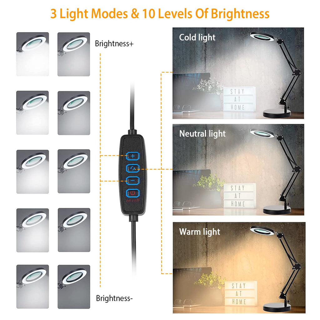 BenchSight 8 three light modes and ten brightness levels, cold to warm light