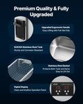 VEVOR 6L ultrasonic cleaner features: stainless tank, cleaning basket and digital panel