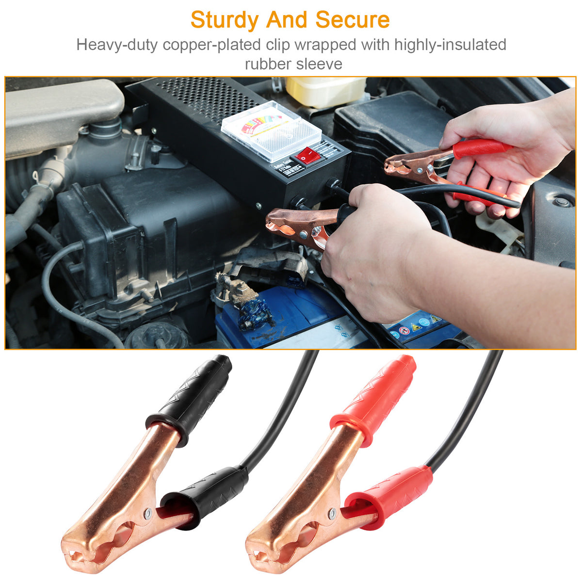 BatteryLoad 12 heavy-duty copper-plated clips with insulated rubber sleeves