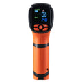 VEVOR dual-laser infrared thermometer, orange and black gun body with backlit display