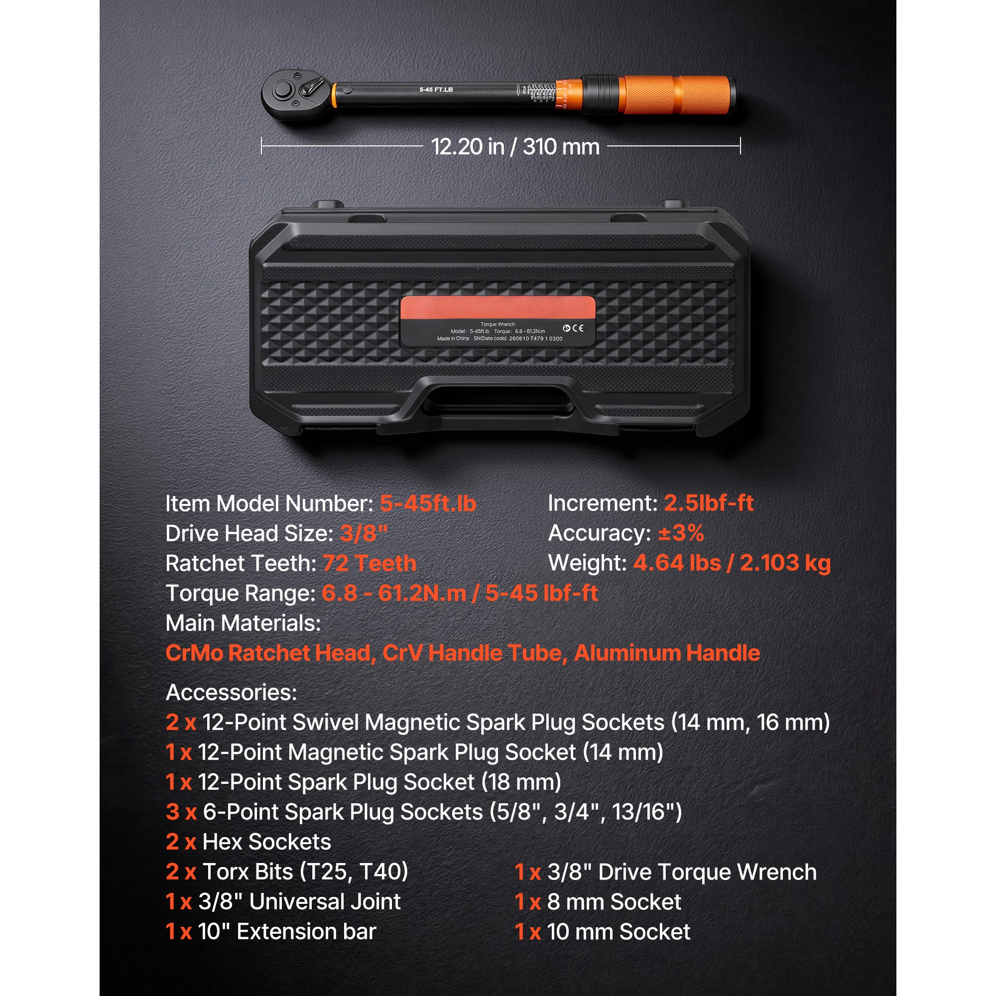 TorqueLock 45 — 3/8-Inch Click Torque Wrench