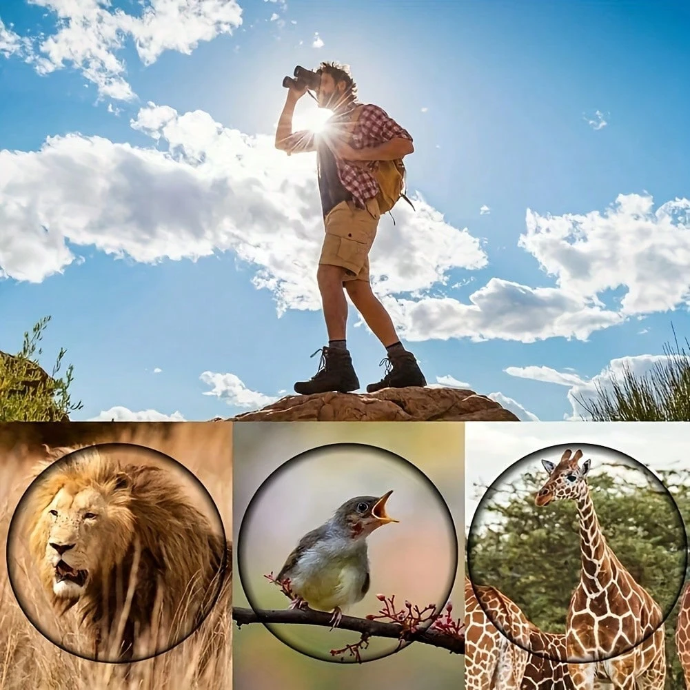 RangeGlass 60x60 binoculars used for wildlife viewing on a hilltop