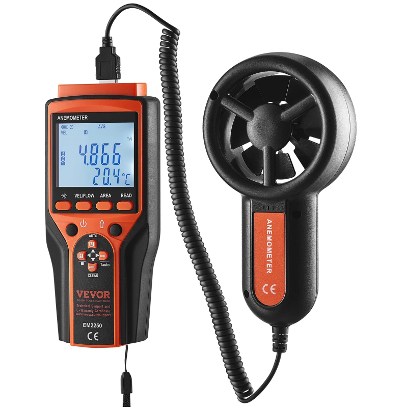 FieldWind CFM meter and vane head shown side by side
