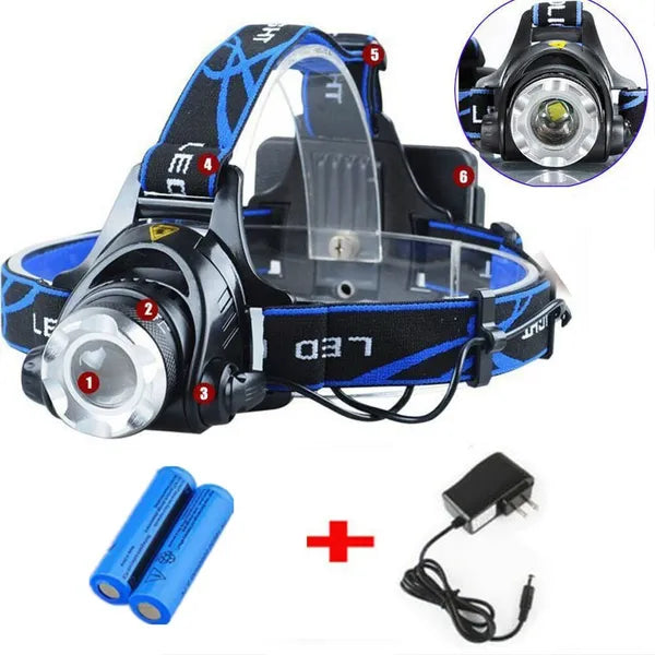 WorkBeam headlamp with twin batteries and charger