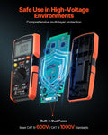 VEVOR auto-ranging multimeter multimeter with built-in dual fuses, rated CAT IV 600 V and CAT III 1000 V