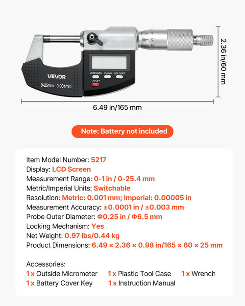 BenchMeasure 1 — Digital Outside Micrometer